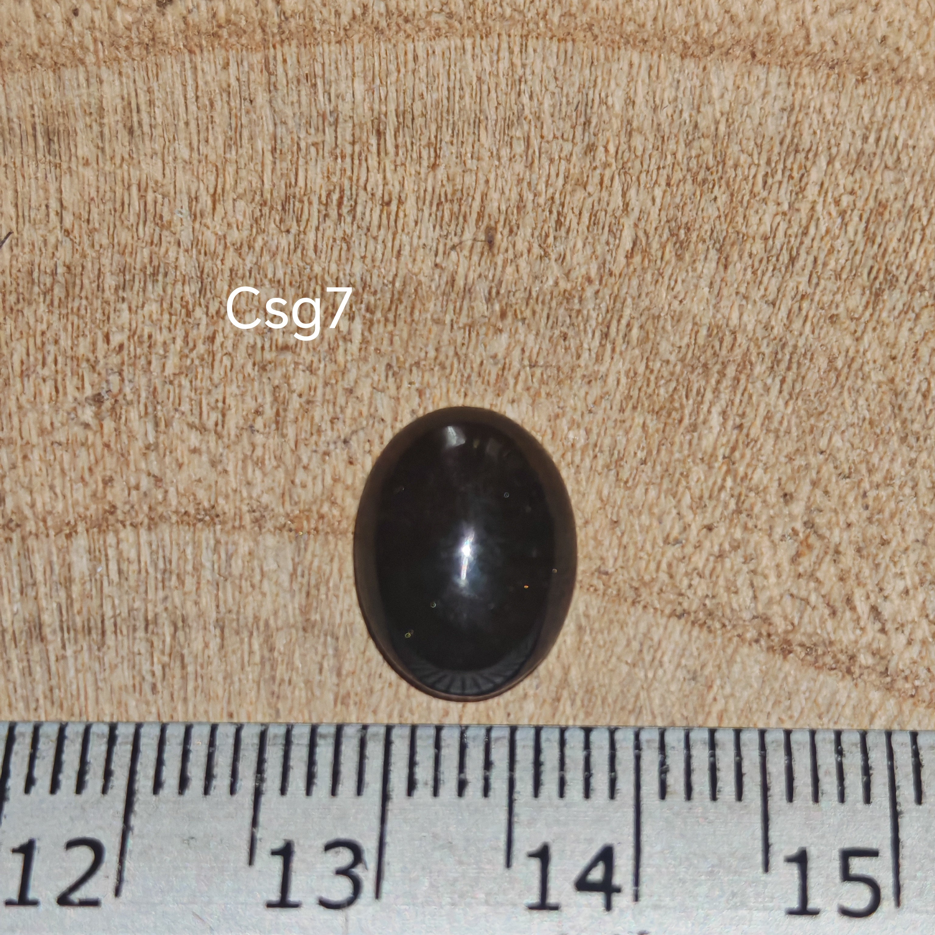 Star Garnet kabochon Csg7 – csillag gránát mérőszalaggal, méret referencia