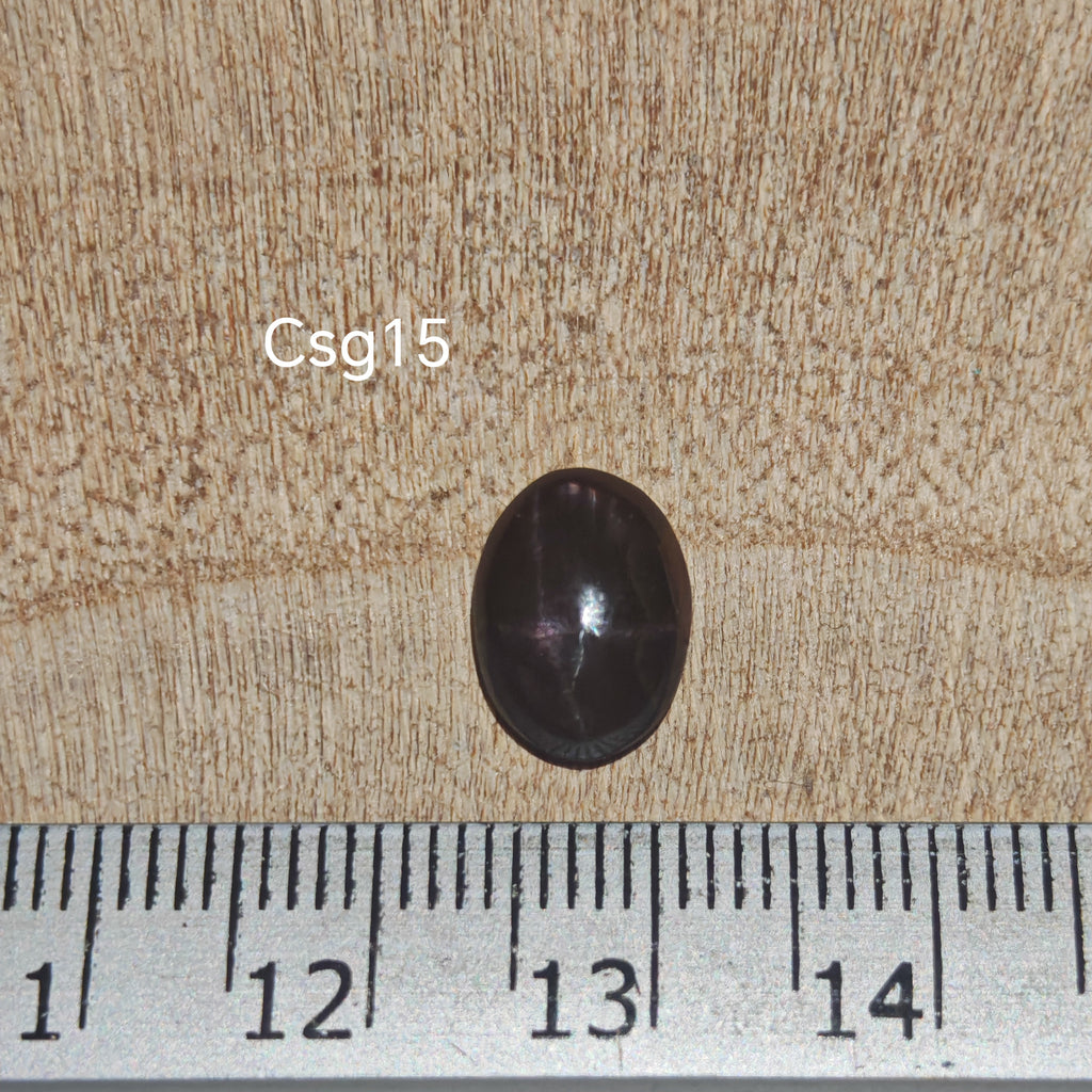 Star Garnet kabochon Csg15 – csillag gránát mérőszalaggal, méret referencia