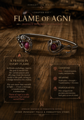 Flame of Agni – Forgotten Myths VIII. fejezet infografika, kézzel készített rubin orvosi acél drótfonásos karperec, hindu mitológia ihlette