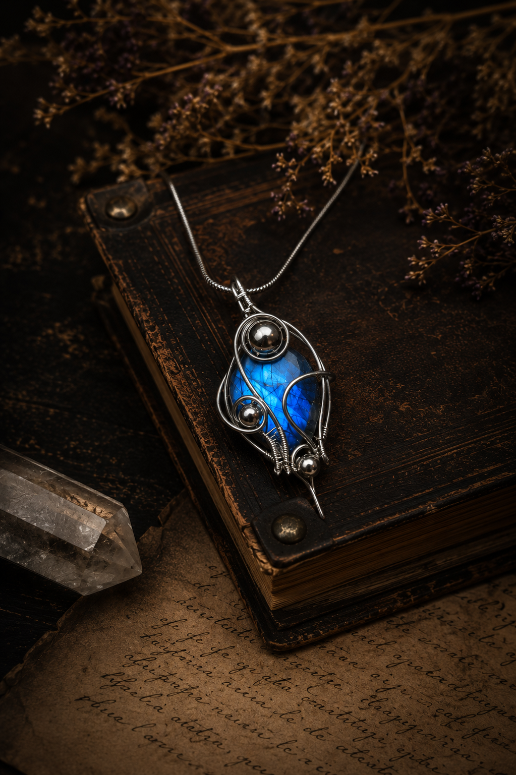 Handcrafted wire wrap labradorite pendant – medical steel | YourCrystal