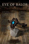 Eye of Balor – kézzel készített labradorit vörösréz drótfonásos karperec kézben tartva, kelta mitológia ihlette, Forgotten Myths kollekció
