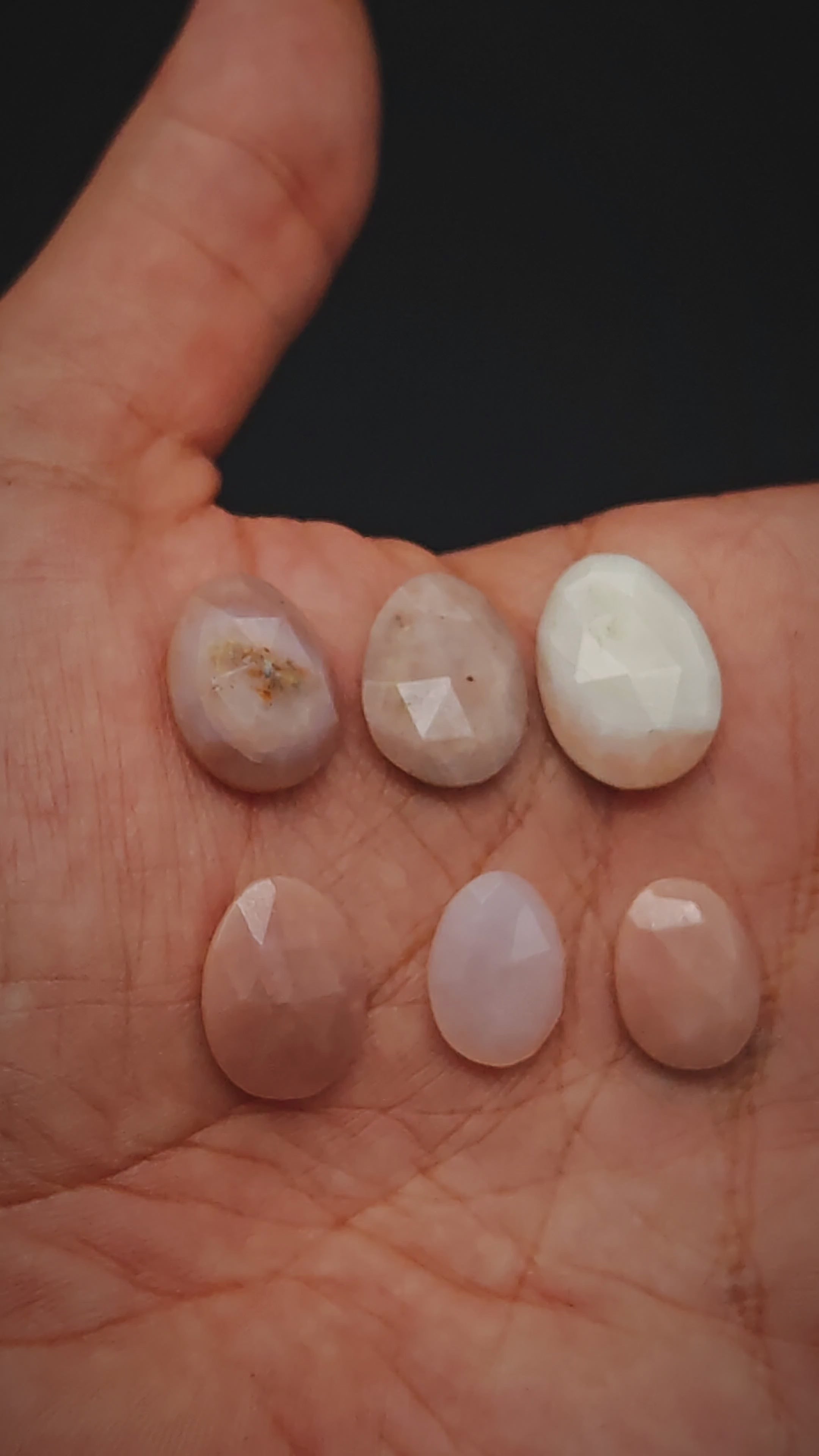 Faceted Pink Opal Cabochons