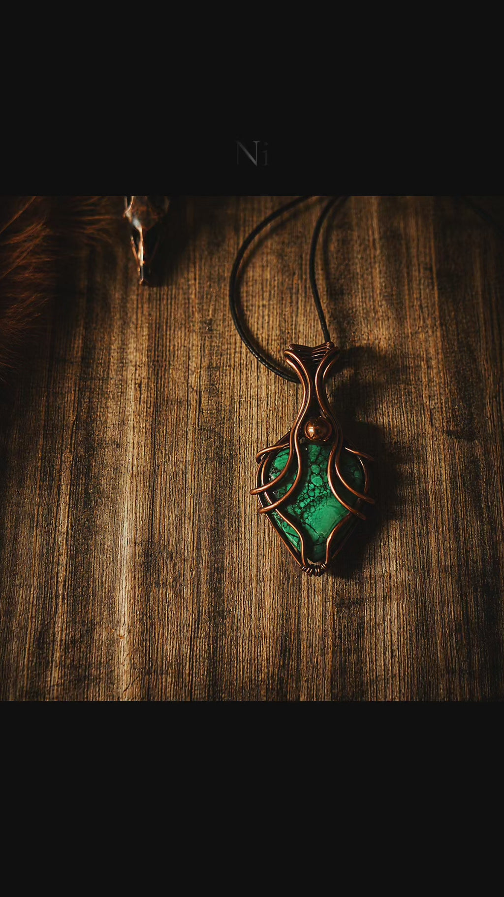 Malachite Pendant - Branch of Yggdrasil