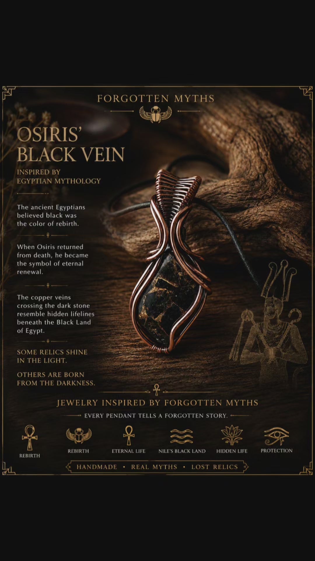 Black Copper Pendant - Osiris' Black Vein