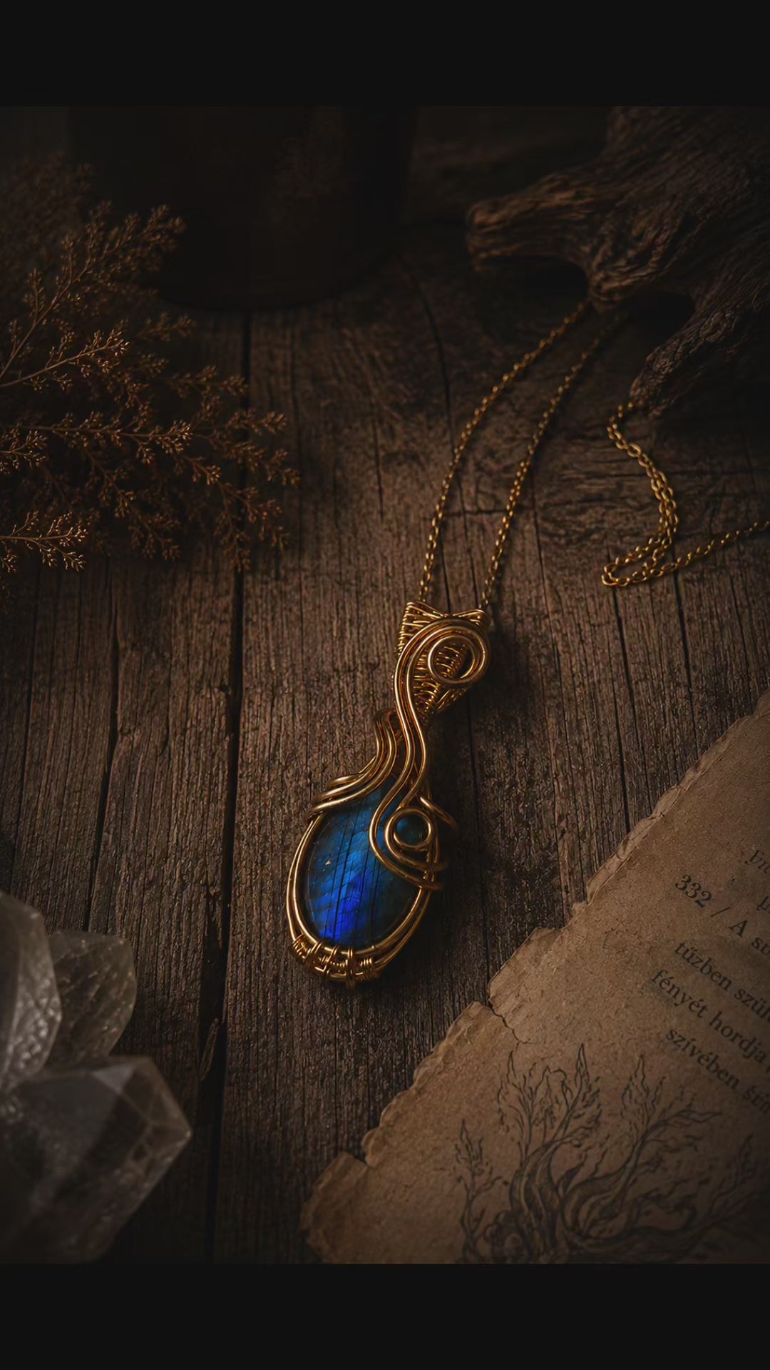 Brigid's Flame – Labradorite Brass Pendant