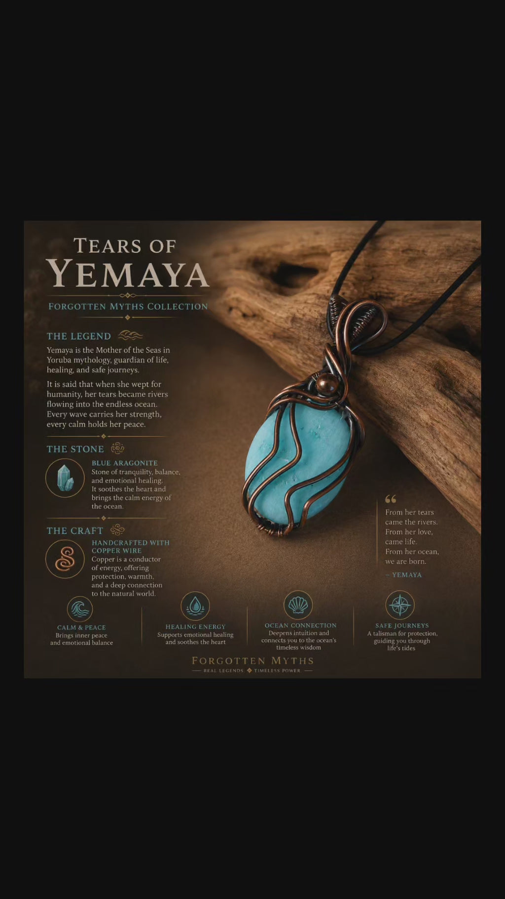 Blue Aragonite Pendant - Tears Of Yemaya